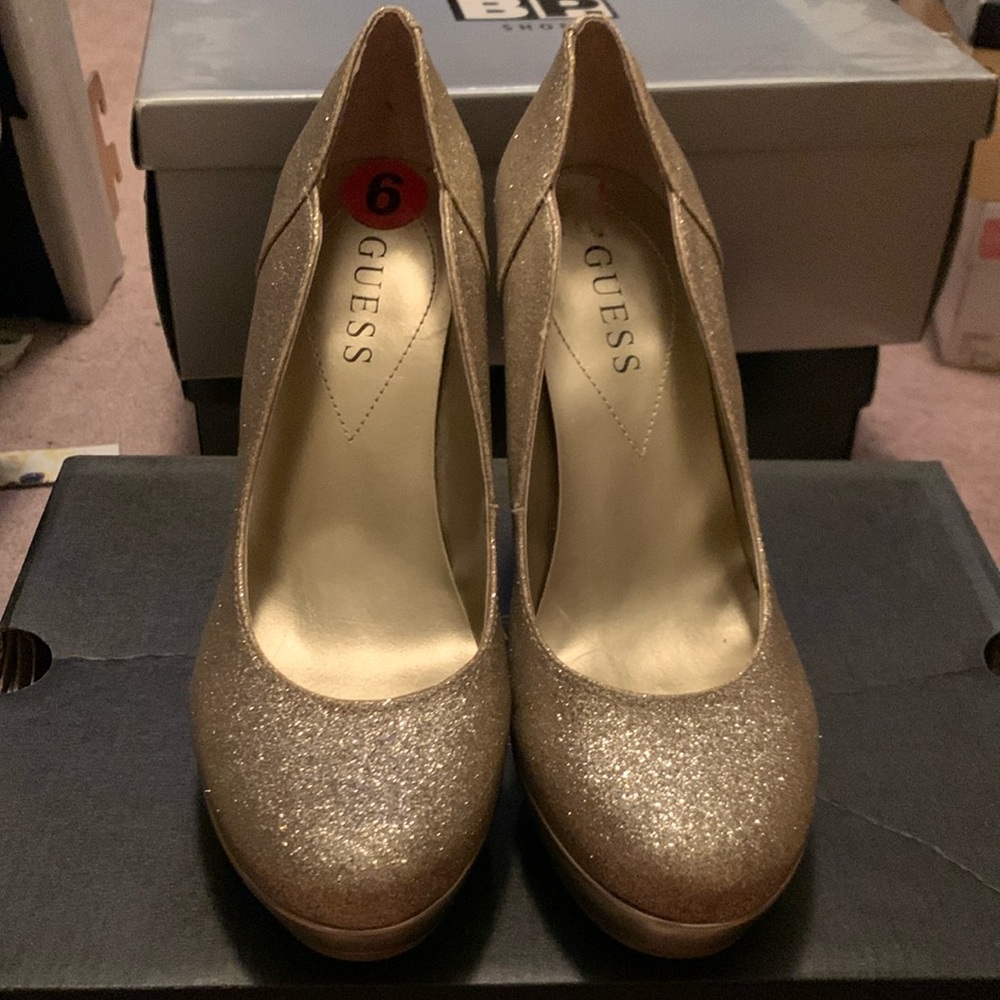 Sparkly gold heels